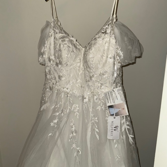 wedding dress and veil